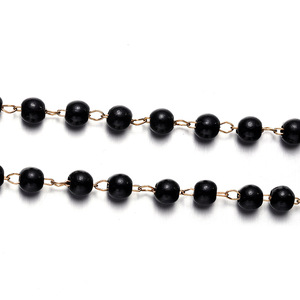 Cadena de perlas de imitación, cadena de hierro revestida de cobre para la fabricación de joyería DIY por metros - Product Image 3