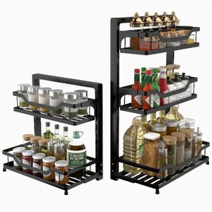 Étagère à épices réglable en fer pour cuisine, à fixer au mur ou sur comptoir, organisateur d'assaisonnements sans perçage - Product Image 5