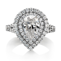 Ensemble de bagues de fiançailles et de mariage en argent sterling 925 avec zircon cubique CZ, taille poire, halo, 2 carats, pour femmes