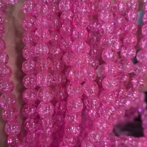 AB 8毫米双色裂纹玻璃珠黑色透明粉色黄色电镀宽松饰品制作串珠水晶配件 - Product Image 5