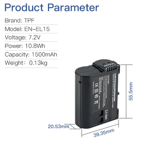 Batterie au lithium rechargeable 7.2V 1500mAh-Compatible avec les EN-EL15 <span class=keywords><strong>Nikon</strong></span> pour les séries <span class=keywords><strong>Nikon</strong></span> <span class=keywords><strong>D850</strong></span>,D750,D810,D500, haute capacité - Product Image 4