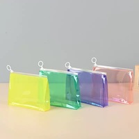 Tas Kosmetik PVC Transparan, Kantong Makeup dengan Ritsleting, Organizer Perlengkapan Mandi Portabel untuk Perjalanan dengan Ring Pull, Berbagai Warna