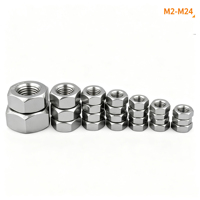 Harga Pabrik Mur dan Baut Kepala Heksagonal Baja Tahan Karat A2-70 304 DIN934 M2-M24 6H Berulir Pasifasi Alami