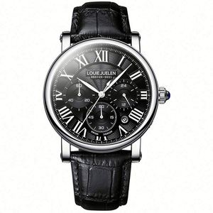 Nouvelle montre multifonctionnelle étanche en alliage pour femme, bracelet en cuir véritable haut de gamme, couronne spirale numérique, loisirs, tendance transfrontalière - Product Image 1