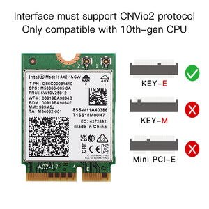 Wifi 6E ax211ngw Tri-Band 2.4G/5G/6Ghz 2.4 Gbps mạng không dây <span class=keywords><strong>Adapter</strong></span> cho máy tính xách tay Intel ax211 M.2 Keye cnvio BT 5.2 tương thích - Product Image 4