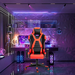 Chaise de jeu de bureau à dossier haut, chaise de course rouge pivotante réglable et confortable pour jeux informatiques, chaise de jeu pour PC - Product Image 1