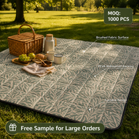 Tapis de pique-nique en tissu brossé 150x200cm, avec dos imperméable en PEVA, pliable, couverture d'extérieur avec sangles de transport, écologique, toutes saisons