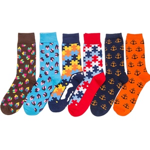 WOWEI Chaussettes en coton à mi-mollet colorées à la mode Chaussettes heureuses Chaussettes <span class=keywords><strong>de</strong></span> couple décontractées sans confitures Tube d'équipage <span class=keywords><strong>pour</strong></span> hommes - Product Image 2