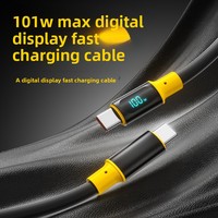 Cable de Datos de 2 Metros con Pantalla Digital LED en Tiempo Real, Carga Súper Rápida de 100W 5A Tipo-C para Teléfonos Móviles y Computadoras