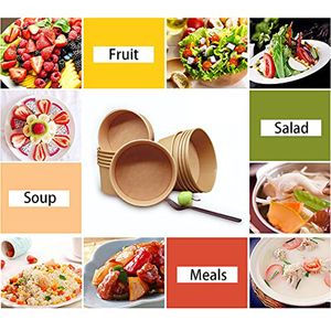 Nhà máy trực tiếp tùy chỉnh logo phân hủy sinh học giấy kraft Bát 500-1450ml Hộp Ăn Trưa chống rò rỉ cho súp salad sử dụng một lần - Product Image 4