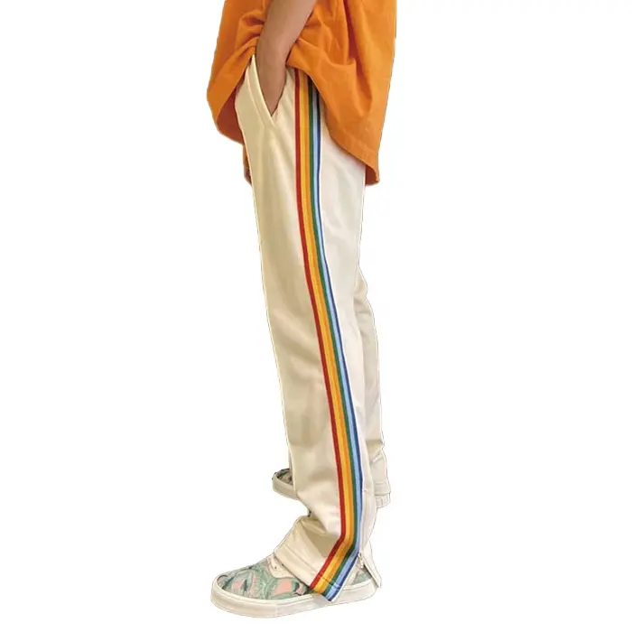 Men's track pants casual sports custom stripe track pants with ankle zipper sweatpants