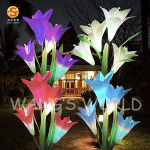 Paneles de alta eficiencia, luces LED de 7 colores para flores, luces solares de jardín con hojas ajustables - Product Image 1