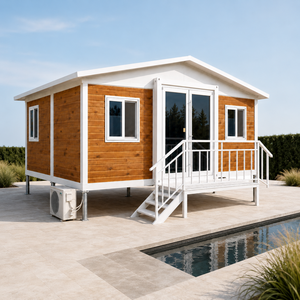 Casa Contenedor Modular Prefabricada Moderna, Diseño de Villa con Exterior de Aspecto de Madera, Forma Rectangular, Aplicación Impermeable - Product Image 1