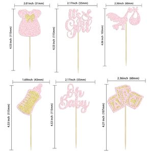 Adornos para Cupcakes 'Oh Baby', Adornos para Cupcakes 'It's Girl' con Purpurina Rosa, Decoraciones para Pastel para Baby Shower, Fiesta de Cumpleaños de Niña - Product Image 2