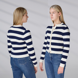 Custom Knitted Women's <b>Cardigan</b> Crew Neck Long Sleeves Knitted <b>Cardigan</b> <b>Sweater</b> for Autumn Winter - Product Image 6