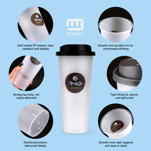 Gobelets jetables en plastique pour thé Boba, jus et lait glacés, <span class=keywords><strong>avec</strong></span> <span class=keywords><strong>couvercle</strong></span> - Product Image 2