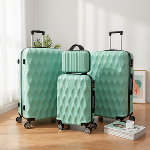 Ensemble de valises à roulettes 4 pièces en ABS rigide avec logo personnalisé, motifs diamant multicolores, imperméables, en polyester, portables - Product Image 1