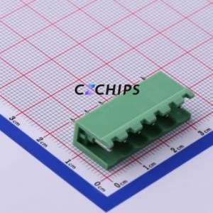 XY2500V-A-5.00-6P Plug-in Terminal Block Through hole,P=5mm Connector Board-to-Board / Socket - Open 1x6P 5mm Green - Product Image 1