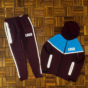 Conjunto Deportivo para Hombre, Chaqueta Cortavientos Reflectante con Forro Polar Técnico, Pantalones Deportivos y Sudadera con Capucha, Conjunto Deportivo, Traje Deportivo para Hombre, Color Negro - Product Image 4