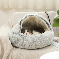 Lit pour chat en fausse fourrure personnalisé, écologique, moelleux, luxueux, lavable, lit-caverne pour chiens et chats