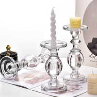 Bougeoirs en verre cristal élégants Base épaissie en verre robuste Décor de mariage à la maison Décoration de bougeoir pour dîner