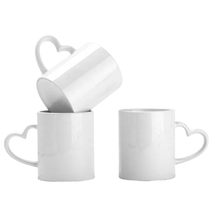 Bán buôn colourful hình trái tim xử lý Trắng trống <span class=keywords><strong>Mug</strong></span> thăng hoa 11oz màu bên trong Cốc gốm - Product Image 2