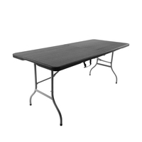 Prix usine fête de mariage Portable Camping jambe en acier pliant HDPE Tables en plastique 6ft Rectangle extérieur longue Table pliante