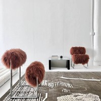 Chaise de Loisirs Moderne en Laine avec Cadre en Acier Inoxydable, Villa, Salon, Canapé de Luxe, Chaise de Décoration pour Hôtel Restaurant
