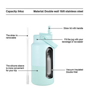 Vaso Térmico Personalizado de Gran Capacidad, 64 oz, Acero Inoxidable 18/8, Libre de BPA, con Tapa y Asa, Bicolor, para Bebidas Calientes/Frías, Tipo Growler para Cerveza - Product Image 6