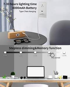 Lámpara de Pared LED de Madera de Haya YiLaie, Control Táctil, Rotación de 360°, Recargable por USB, Inalámbrica, Portátil, Luz Nocturna para Dormitorio, Lámpara de Noche - Product Image 3