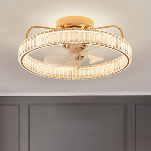 Nuevo ventilador de techo de cristal de lujo, 3 colores cambiables, luz LED luminosa, iluminación de cristal para sala de estar, comedor, lámpara de interior - Product Image 2