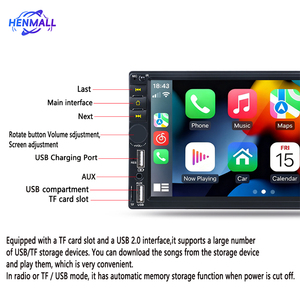 HENMALL evrensel 7 inç MP5 araba <span class=keywords><strong>Stereo</strong></span> radyo yedek komple kurulum seti çerçeve en popüler araba modelleri için uyar - Product Image 3