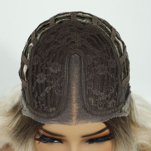 Perruque <span class=keywords><strong>mi</strong></span>-longue en fibre synthétique de 24 pouces avec <span class=keywords><strong>frange</strong></span> droite, ondulée, bouclée, ondulée, pour un usage quotidien, taille de bonnet réglable - Product Image 4