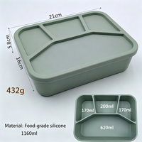 Boîte à lunch bento en silicone à 4 compartiments, sans BPA, écologique, anti-fuite, résistante à la température et compatible micro-ondes, pour nouveau-nés (vente en gros)