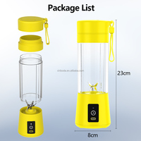 Mini-mixeur portable USB rechargeable 380 ml – Tasse de voyage pour jus, smoothies et shakes – Mixeur à fruits manuel alimenté par batterie