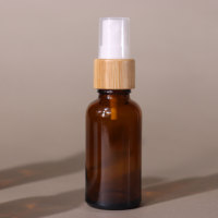 Botol tetes kaca minyak esensial Amber Frosted, 5ml 10ml 15ml 20ml 30ml 50ml 100ml dengan tutup bambu
