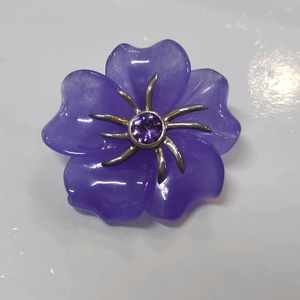 จี้ดอกไม้หยกลาเวนเดอร์/อเมทิสต์ประดับด้วยงานฝีมือ - Product Image 1