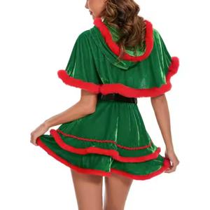 Robe de Noël en velours pour adultes, nouvelle collection, prix bas, vente en gros, mignonne, sexy, sans bretelles, à thème de Noël, pour fêtes - Product Image 5