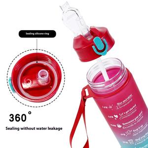 Botella de Agua Deportiva de Plástico Tritan de 800 ml, Libre de BPA, con Marcador de Tiempo, Tapa Abatible a Prueba de Fugas, para Fitness y Motivación - Product Image 2