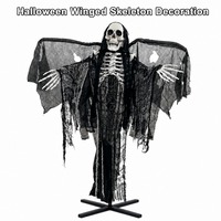 Décoration d'Halloween : squelette ailé de 200 cm, Grim Reaper avec yeux LED lumineux et son, pour extérieur, intérieur, jardin, véranda et fêtes