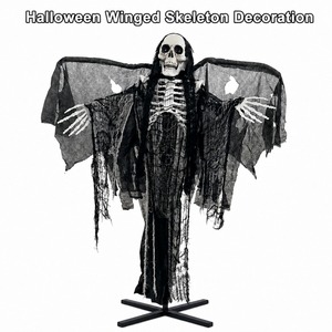 Decorazione <span class=keywords><strong>Scheletro</strong></span> Alato di <span class=keywords><strong>Halloween</strong></span> 200cm, Grim Reaper con Occhi LED Luminosi e Suono, per Esterni e Interni, Oggetto Scenico per Giardino e Feste in Veranda - Product Image 3