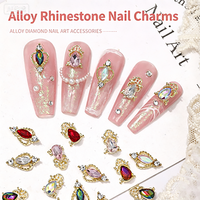 Breloques 3D pour ongles en alliage, motif crapaud doré, style baroque gothique, incrustées de strass colorés, accessoires de nail art