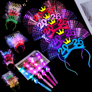 Feliz Año Nuevo Corona Digital Diadema brillante <span class=keywords><strong>Aro</strong></span> para el cabello LED Accesorios <span class=keywords><strong>de</strong></span> fiesta <span class=keywords><strong>de</strong></span> Nochevieja Bandas para el cabello <span class=keywords><strong>de</strong></span> fibra óptica intermitente - Product Image 2
