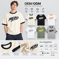 T-shirt personnalisé pour homme avec bordure contrastée, col rond, manches courtes, style streetwear décontracté, fabrication OEM ODM