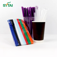 Pailles en plastique colorées pour fête, jetables, emballées individuellement, en PLA ou PP