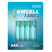 بطاريات GMCELL ليثيوم أيون AAA قابلة لإعادة الشحن 1.5 فولت 1300 مللي واط ساعة لمشغلات MP3