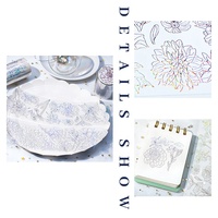 Personnalisé argent Floral Transparent hologramme autocollant adhésif simple face PVC découpé à l'emporte-pièce fournitures de journalisation cahier décoratif