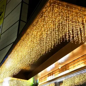 4Mx0.6M <b>Curtain</b> LED Icicle String <b>Lights</b> EU Plug Christmas Garland Droop <b>Light</b> Wedding Garden Street Outdoor Decorative Lighting - Product Image 1
