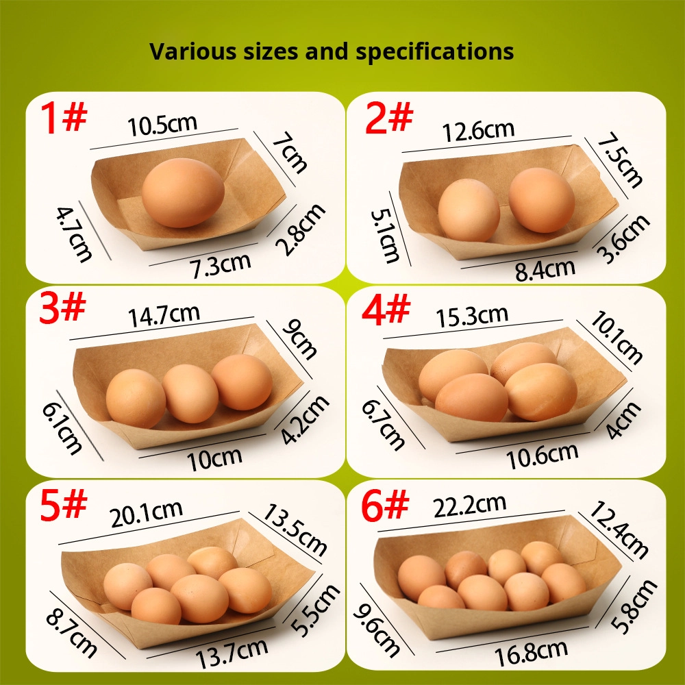 Disposable Kraft Paper Boat-Shaped Meal Box for Commercial Use Fried Chicken Snacks Fries Skewers Barbecue Paper Plates Bowls