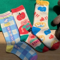 Chaussettes en coton à motifs originaux et mignons, chaussettes mi-mollet colorées à la mode pour femmes